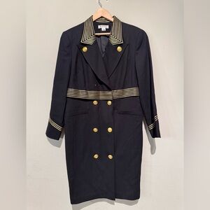 JUNNIETTE NAVY BLUE SAILOR WOOL JACKET Vintage Navy Blue Women 12 Blazer Coat